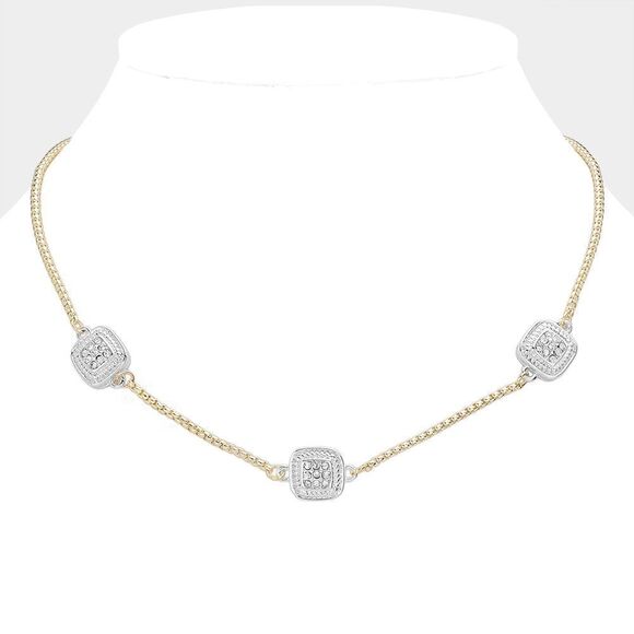 NWT MX Signature Gold Plated choker with CZ pendants - Picture 2 of 8